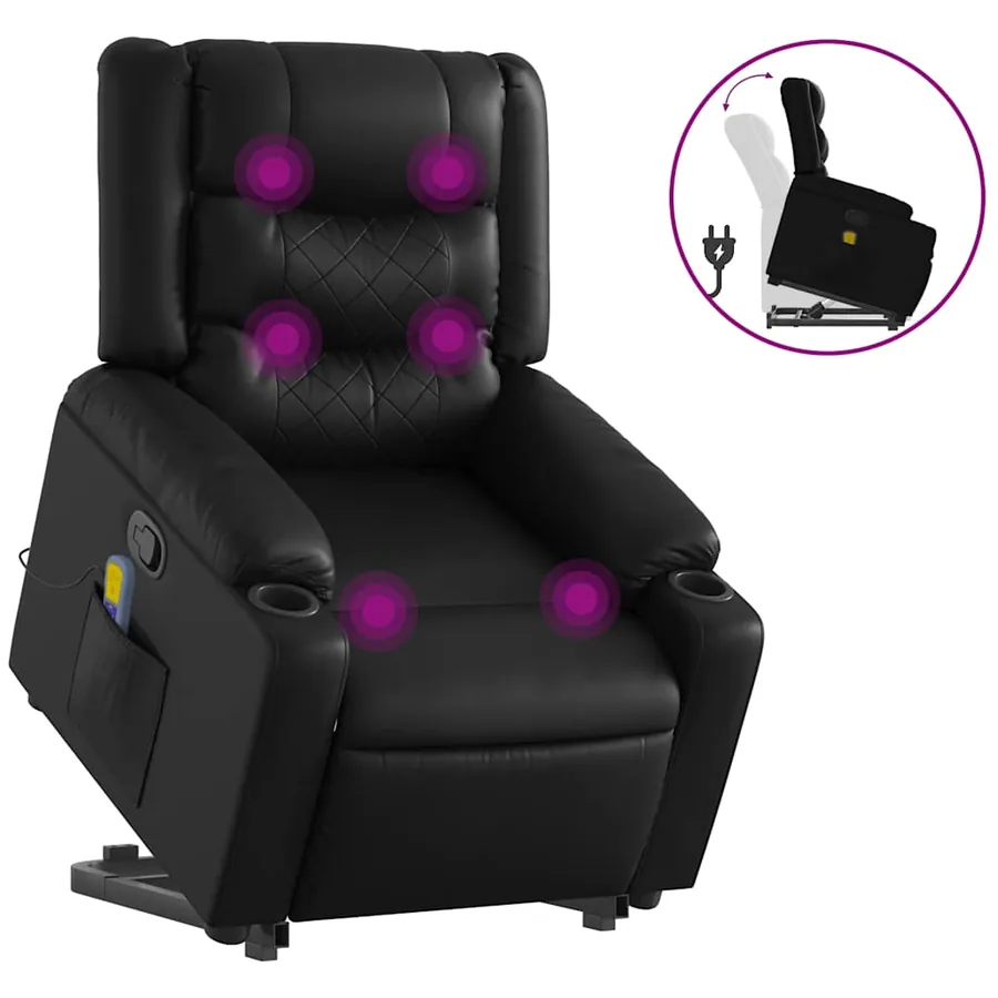 Fauteuil inclinable de massage Noir Similicuir - 2