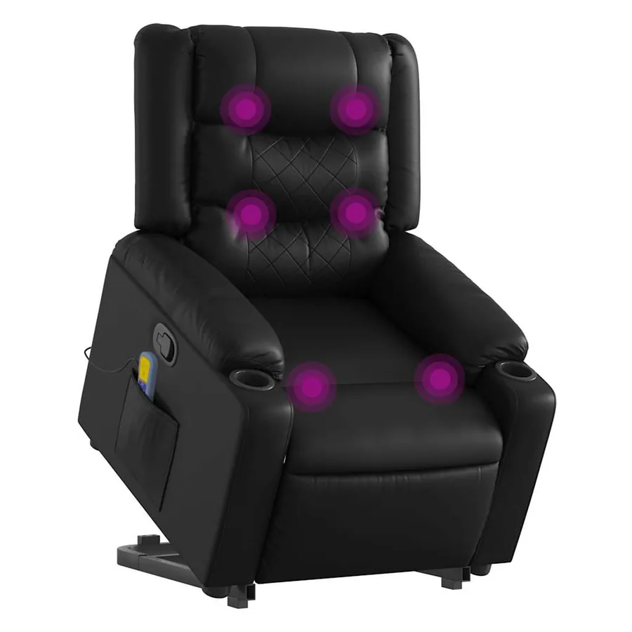 Fauteuil inclinable de massage Noir Similicuir - 3