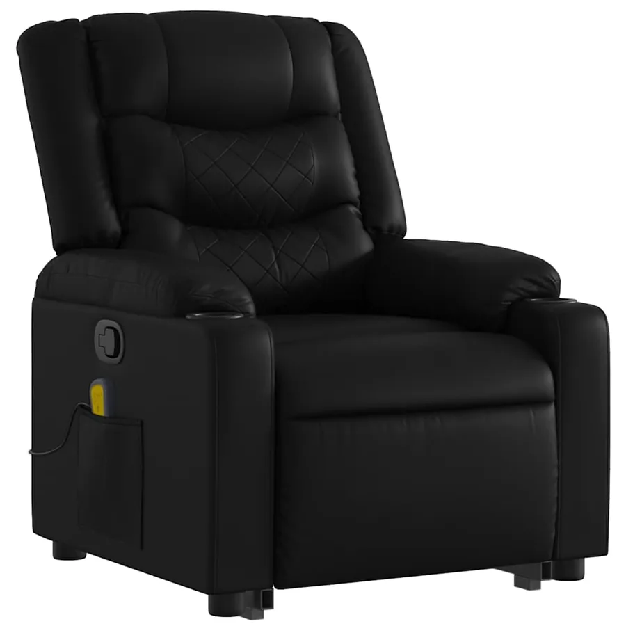 Fauteuil inclinable de massage Noir Similicuir - 4