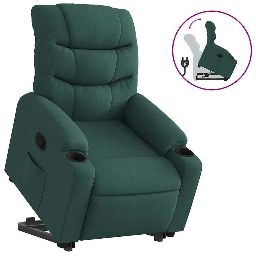 Fauteuil inclinable vert foncé tissu - 2