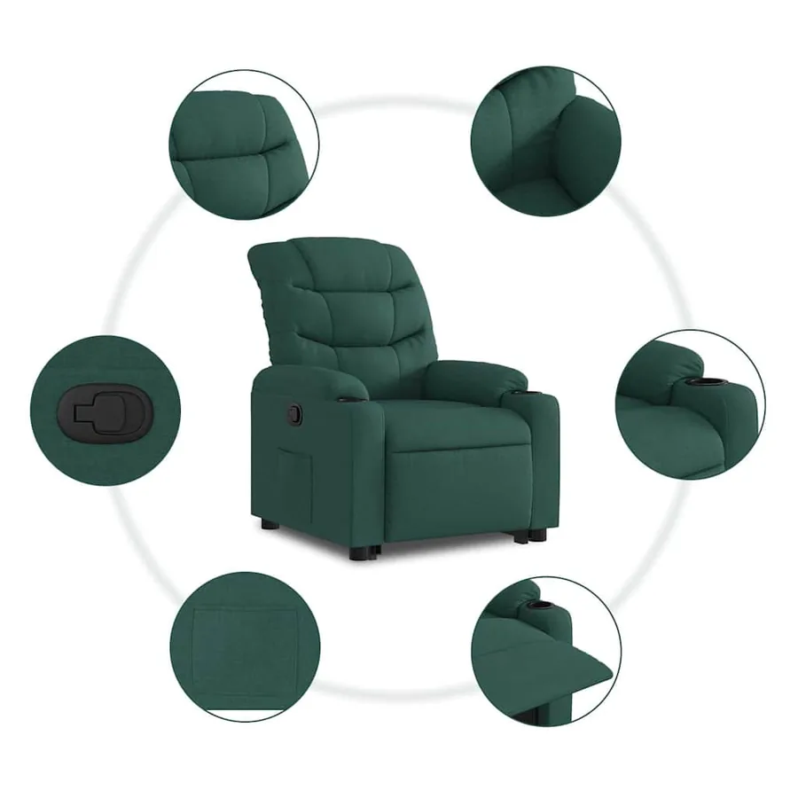Fauteuil inclinable vert foncé tissu - 8