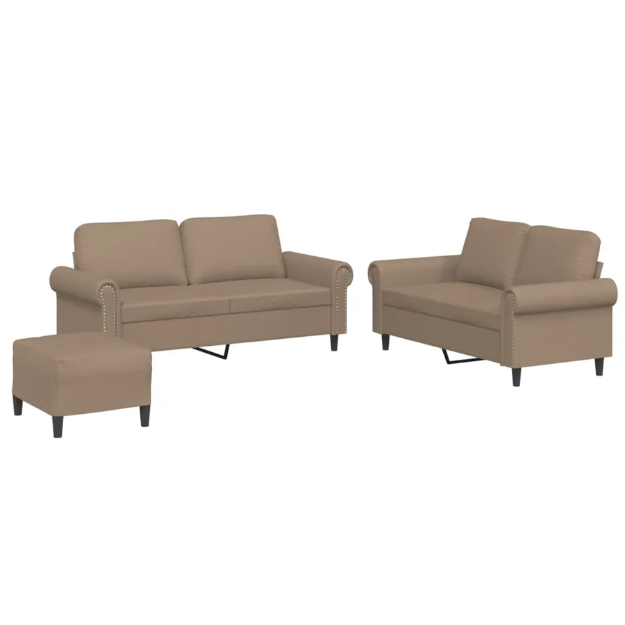 Ensemble de canapés 3 pcs avec coussins Cappuccino Similicuir - 2