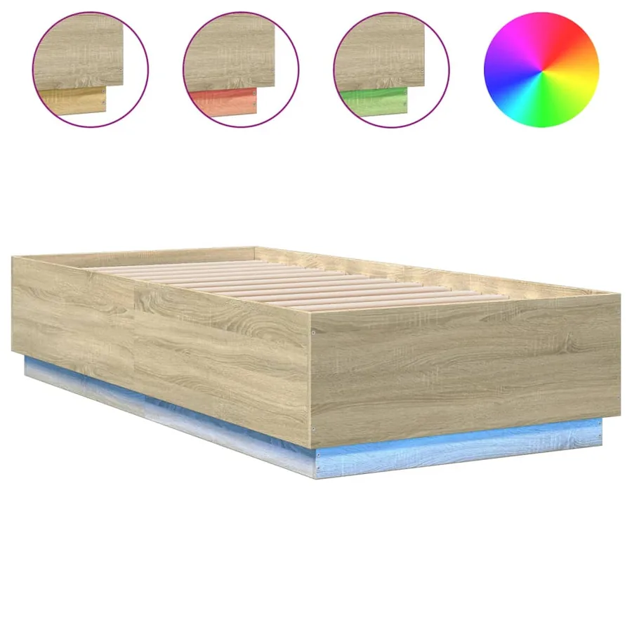 Cadre de lit avec LED sans matelas chêne sonoma 100x200 cm - 2