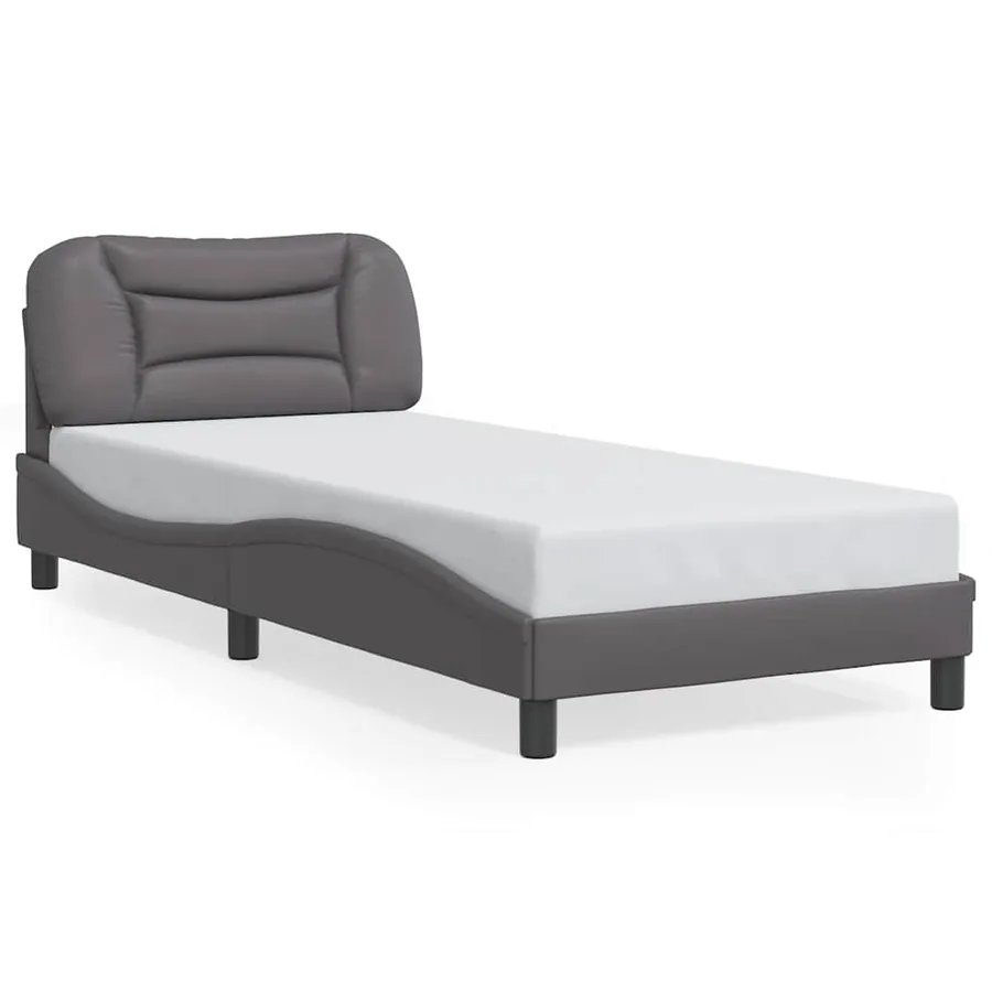 Cadre de lit sans matelas Hvar gris 90x190 cm similicuir - 2