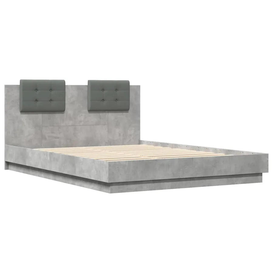 Cadre de lit avec LED sans matelas gris béton 150x200 cm - 3