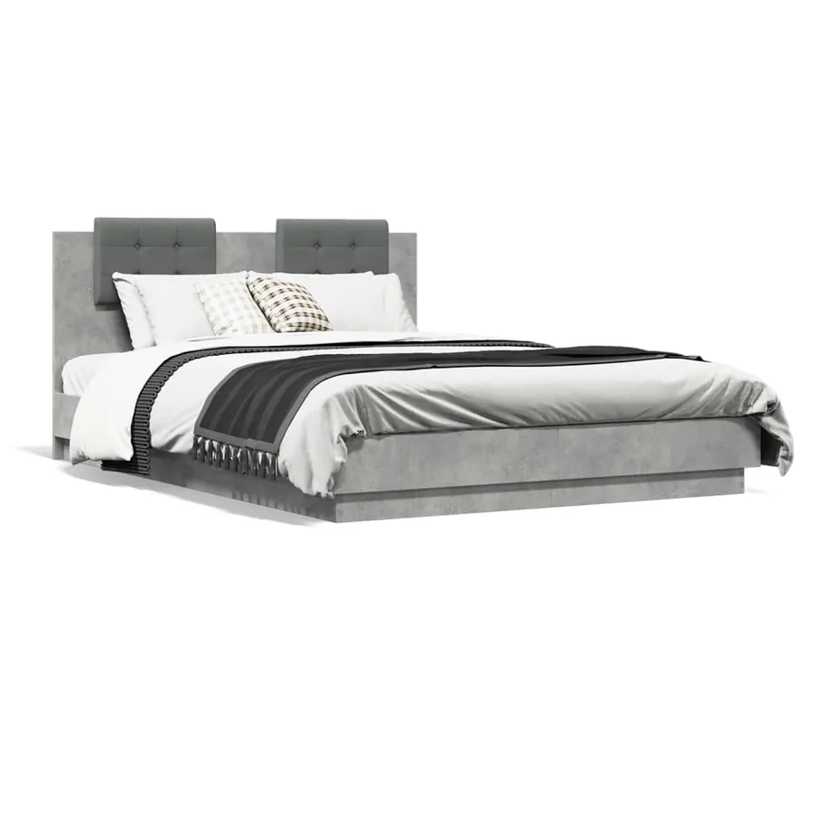 Cadre de lit avec LED sans matelas gris béton 150x200 cm - 5