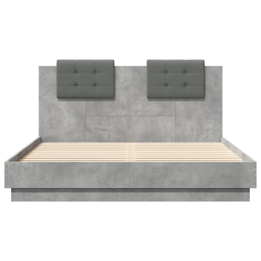 Cadre de lit avec LED sans matelas gris béton 150x200 cm - 6