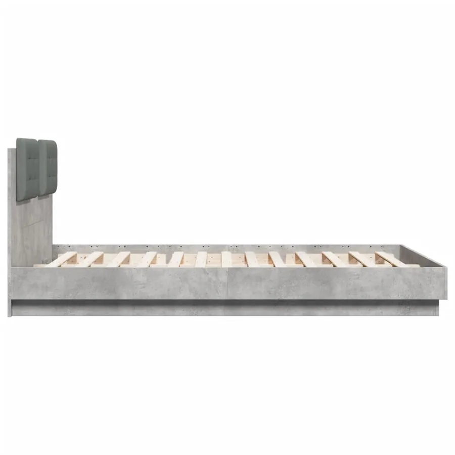 Cadre de lit avec LED sans matelas gris béton 150x200 cm - 7