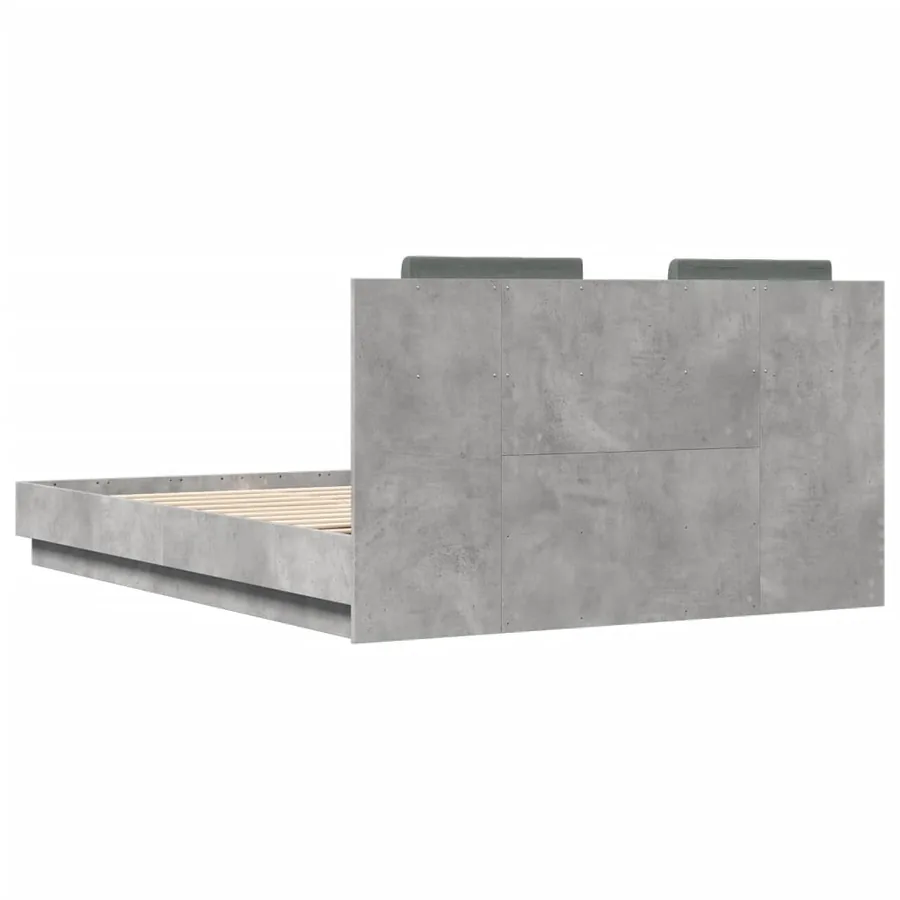 Cadre de lit avec LED sans matelas gris béton 150x200 cm - 8