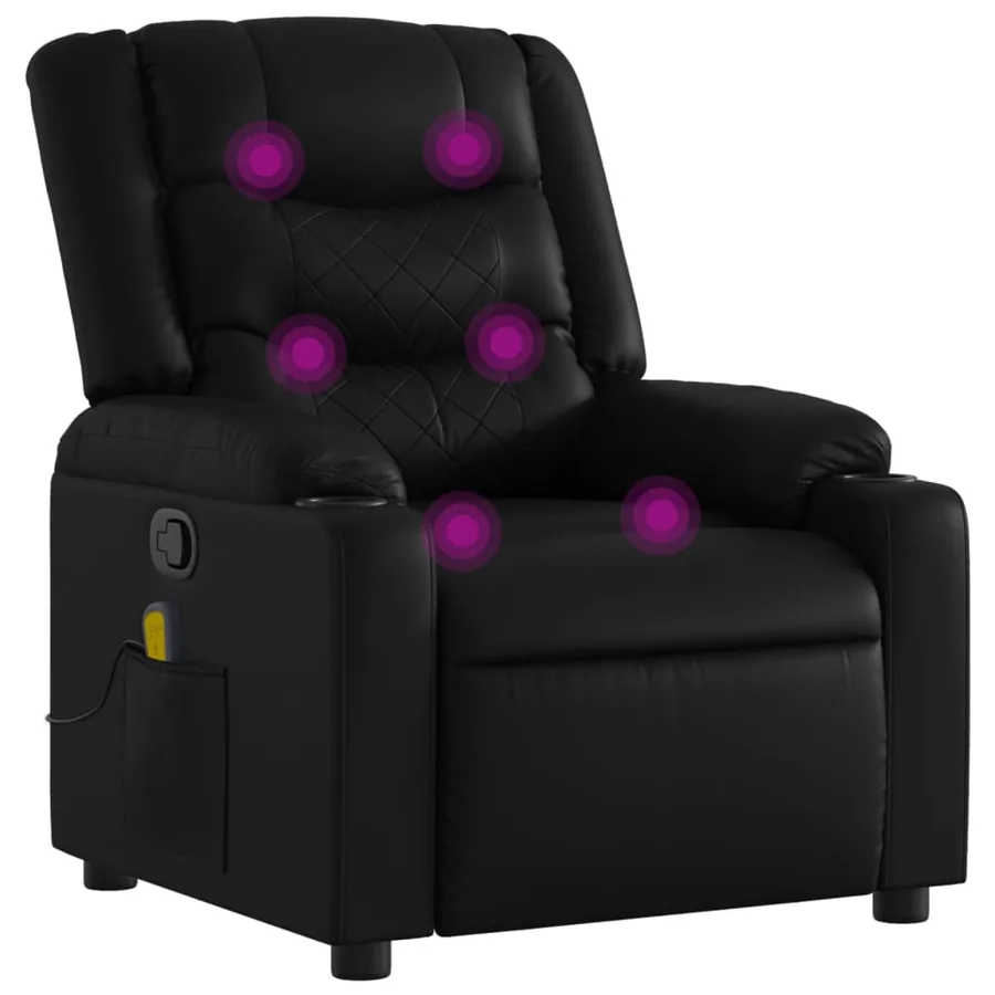 Fauteuil de massage inclinable noir similicuir - 2