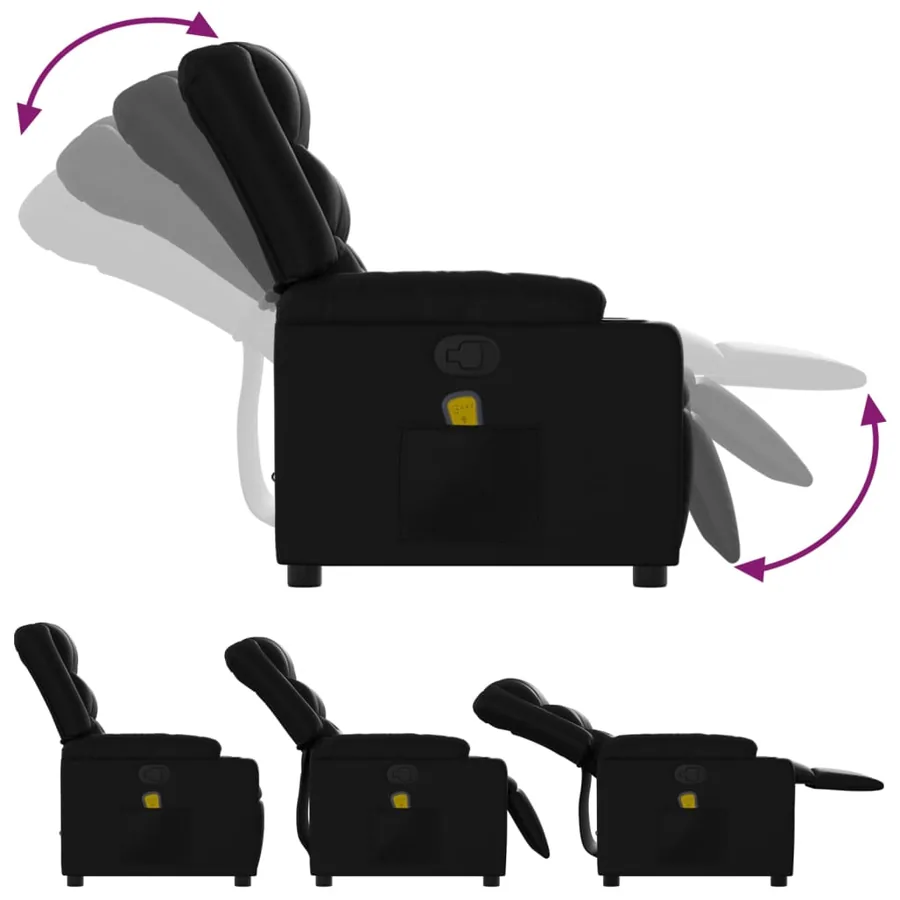 Fauteuil de massage inclinable noir similicuir - 5