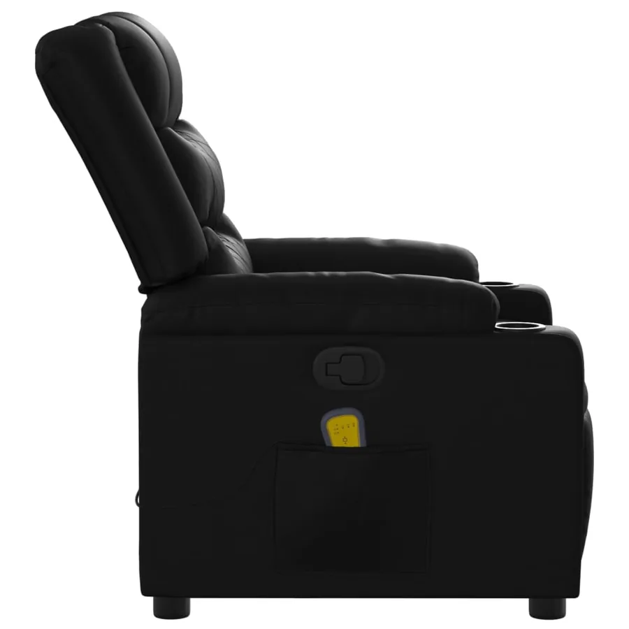 Fauteuil de massage inclinable noir similicuir - 8