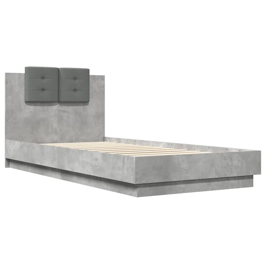 Cadre de lit avec LED sans matelas gris béton 100x200 cm - 3