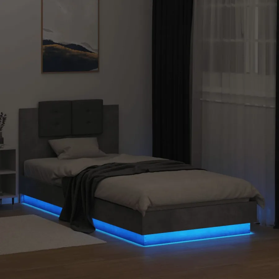 Cadre de lit avec LED sans matelas gris béton 100x200 cm - 4
