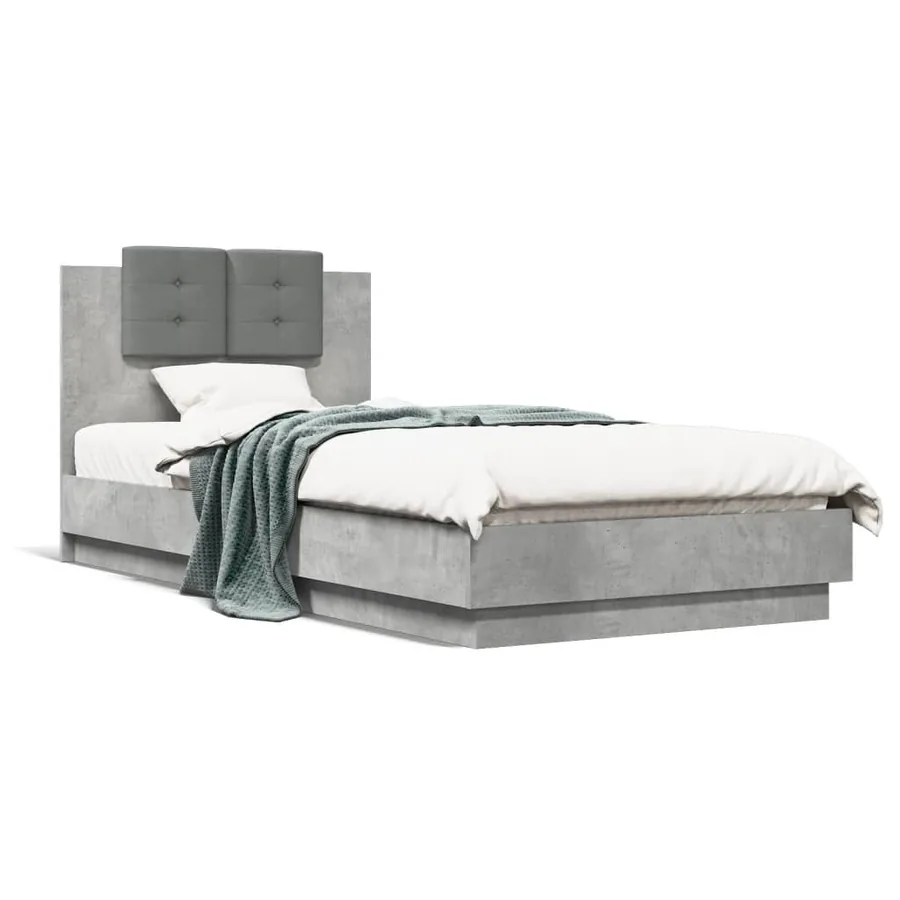 Cadre de lit avec LED sans matelas gris béton 100x200 cm - 5