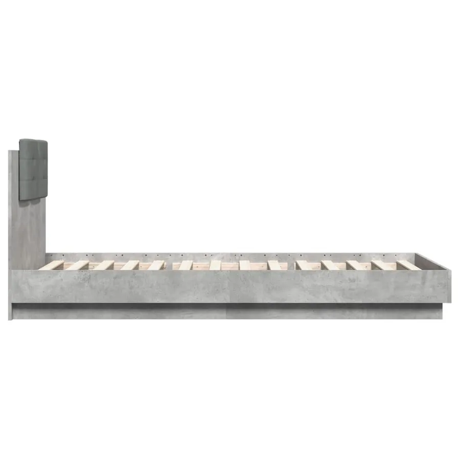 Cadre de lit avec LED sans matelas gris béton 100x200 cm - 7