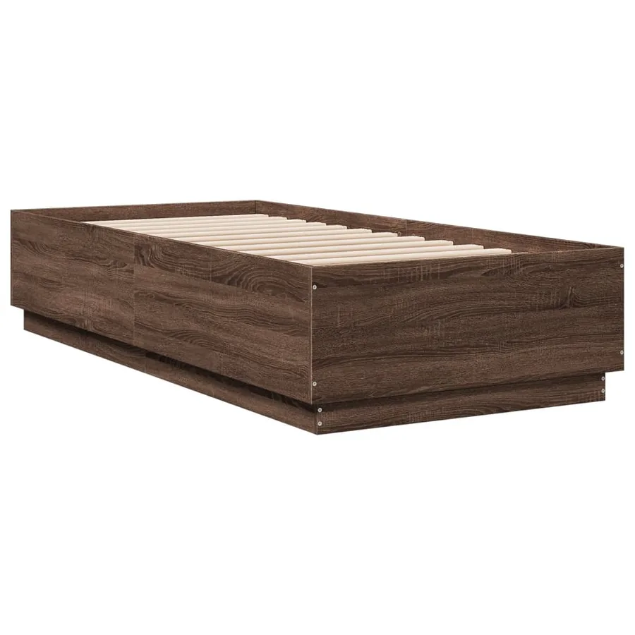 Cadre de lit avec LED sans matelas chêne marron 100x200 cm - 3