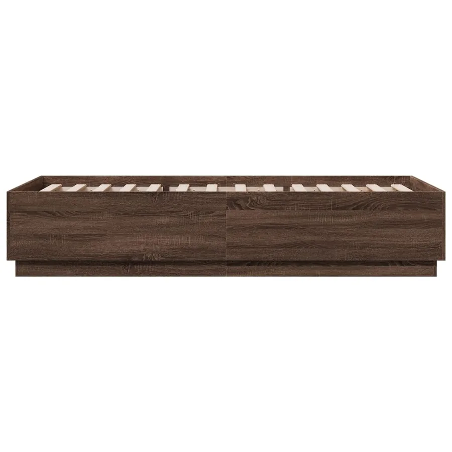 Cadre de lit avec LED sans matelas chêne marron 100x200 cm - 7