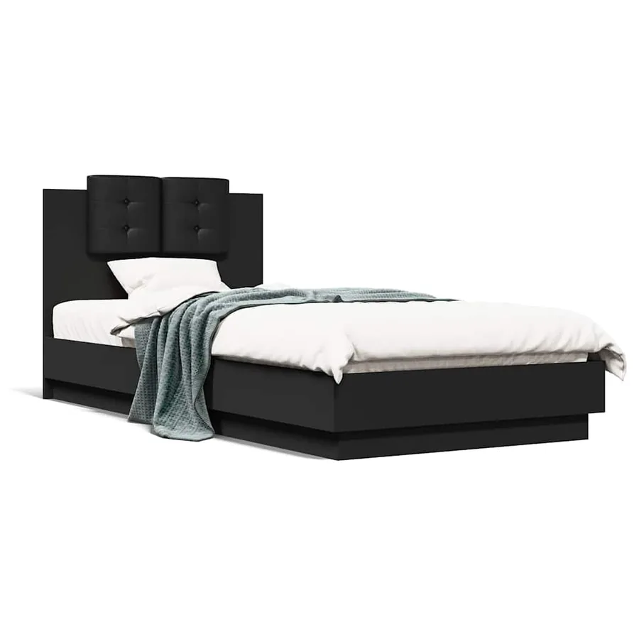 Cadre de lit avec LED sans matelas noir 100x200 cm - 5