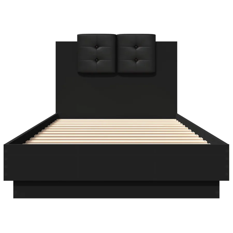 Cadre de lit avec LED sans matelas noir 100x200 cm - 6