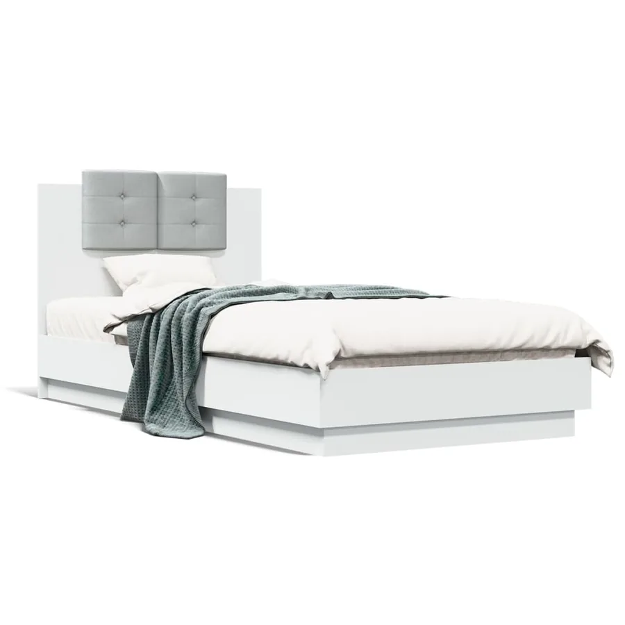 Cadre de lit sans matelas blanc 75x190 cm - 2