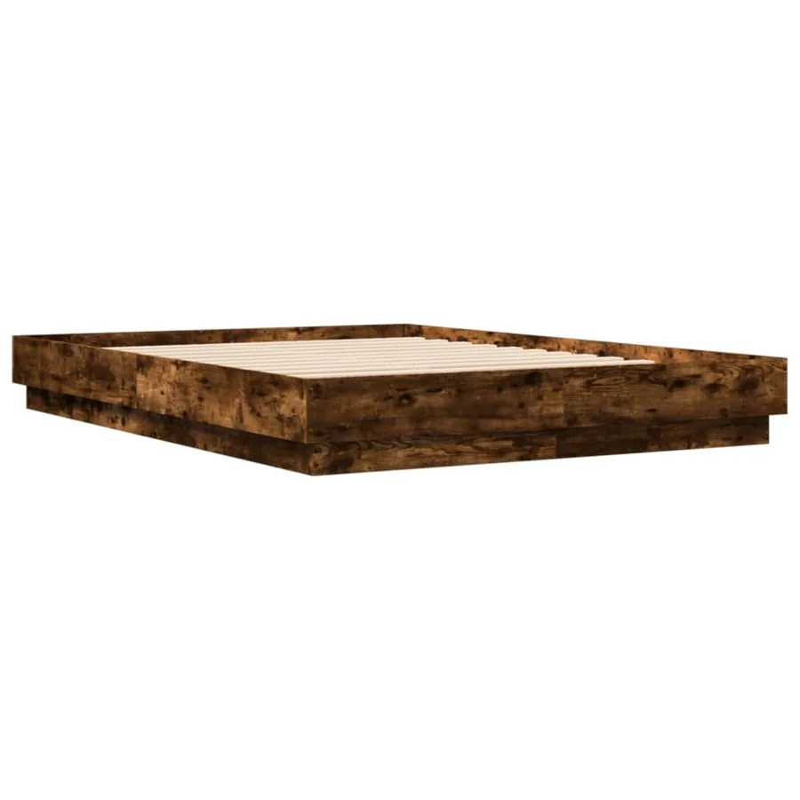Cadre de lit avec LED sans matelas chêne fumé 160x200 cm - 8