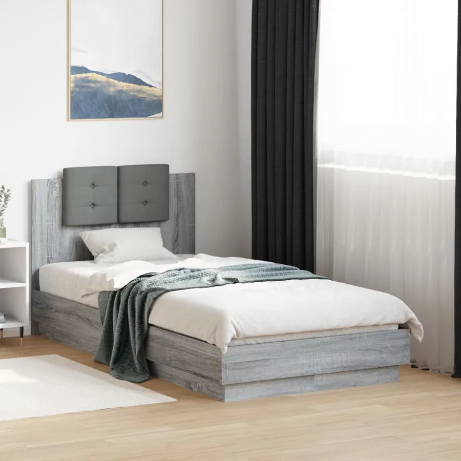 Cadre de lit sans matelas sonoma gris 75x190 cm
