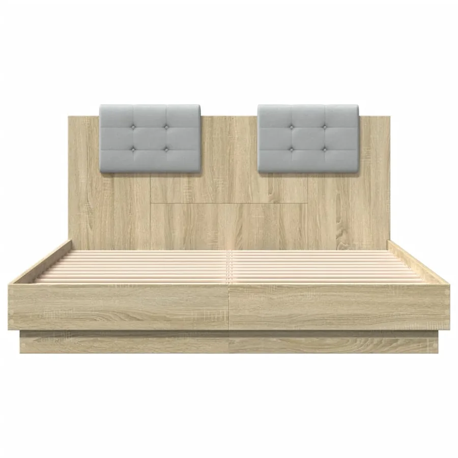 Cadre de lit sans matelas chêne sonoma 150x200 cm - 4