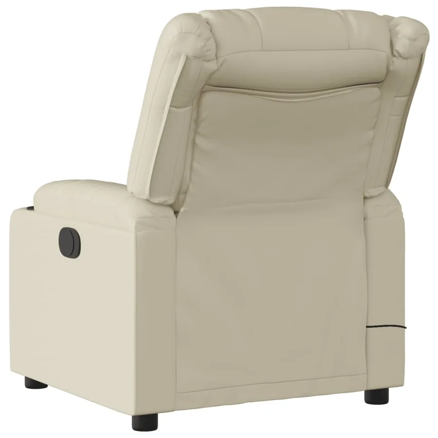 Fauteuil de massage inclinable électrique crème similicuir - 5