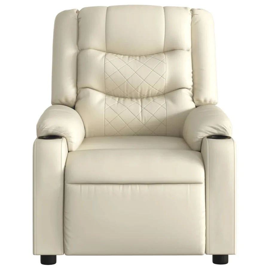 Fauteuil de massage inclinable électrique crème similicuir - 9