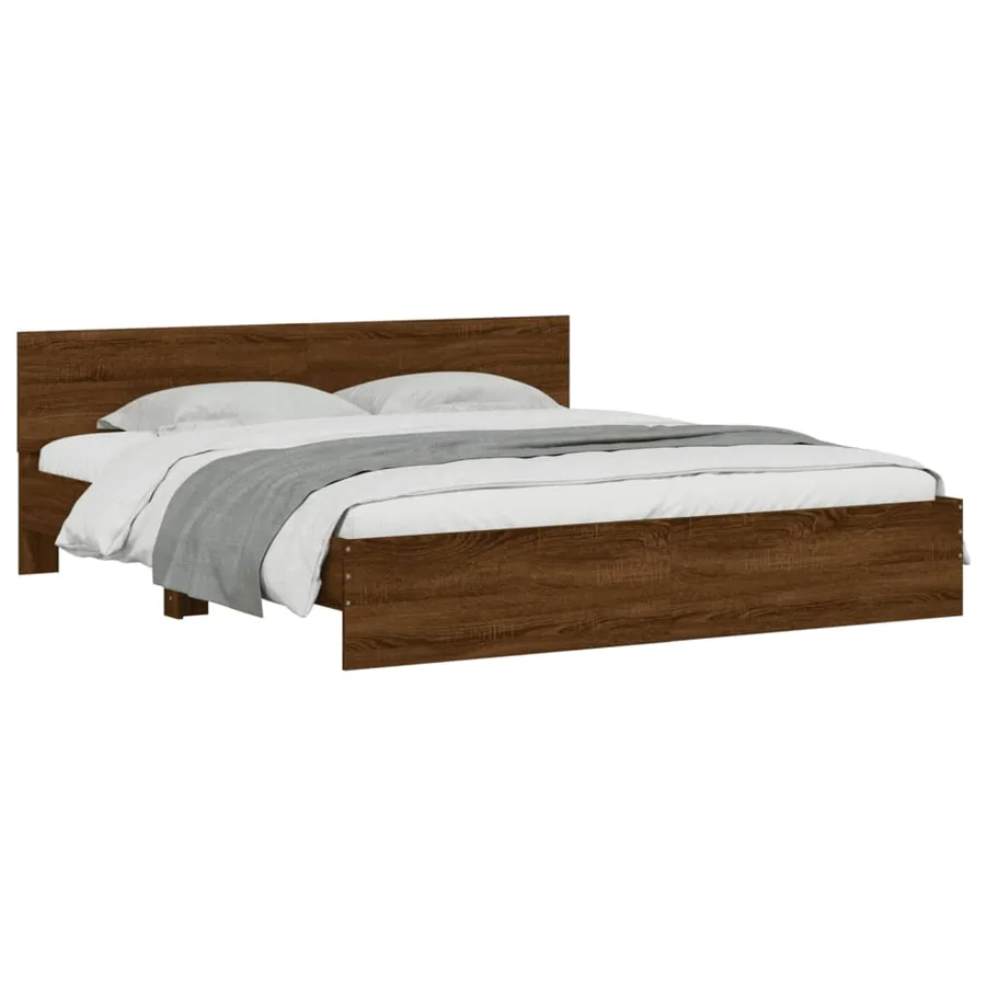 Cadre de lit avec LED sans matelas chêne marron 200x200 cm - 3