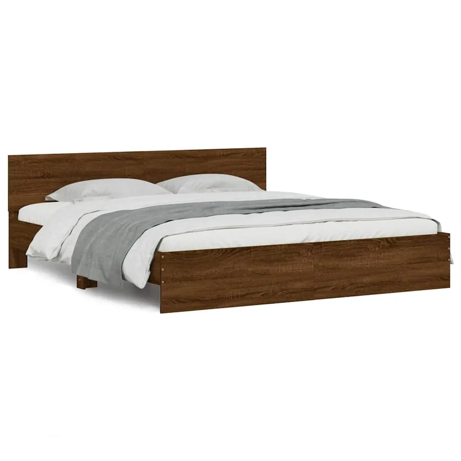Cadre de lit avec LED sans matelas chêne marron 200x200 cm - 5