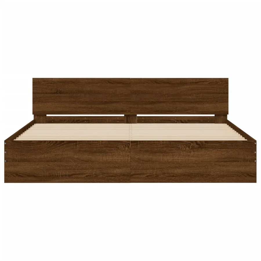 Cadre de lit avec LED sans matelas chêne marron 200x200 cm - 7