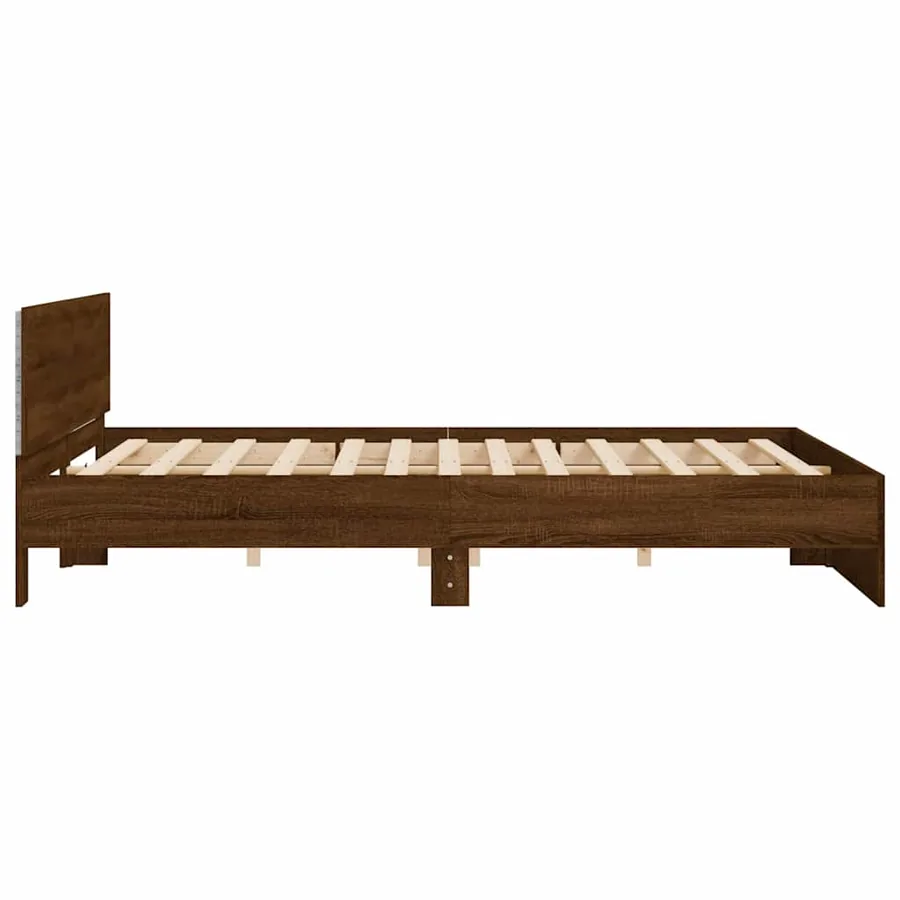 Cadre de lit avec LED sans matelas chêne marron 200x200 cm - 8