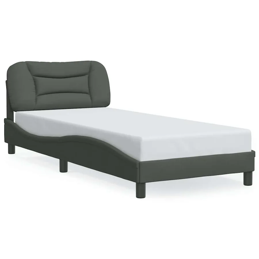 Cadre de lit sans matelas Hvar gris foncé 90x190 cm tissu - 2