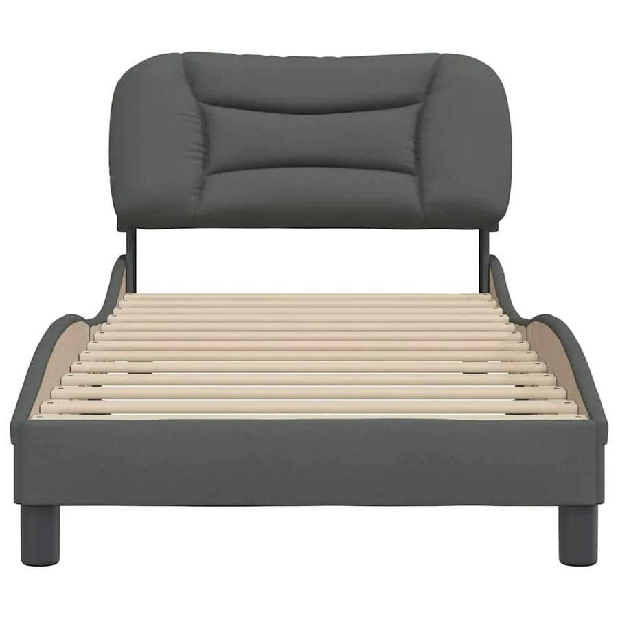 Cadre de lit sans matelas Hvar gris foncé 90x190 cm tissu - 4