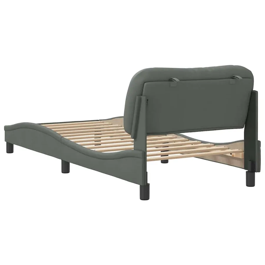 Cadre de lit sans matelas Hvar gris foncé 90x190 cm tissu - 6
