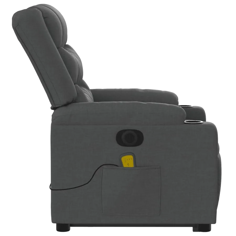 Fauteuil inclinable de massage électrique Gris foncé Tissu - 10
