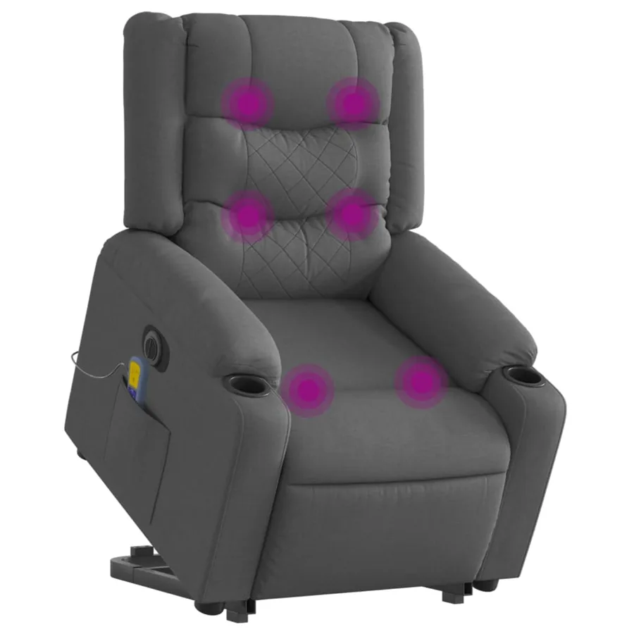 Fauteuil inclinable de massage électrique Gris foncé Tissu - 3