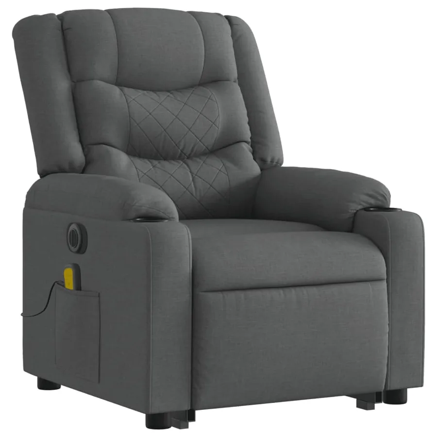 Fauteuil inclinable de massage électrique Gris foncé Tissu - 4