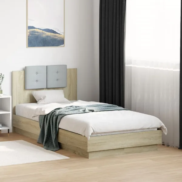 Cadre de lit sans matelas chêne sonoma 75x190 cm