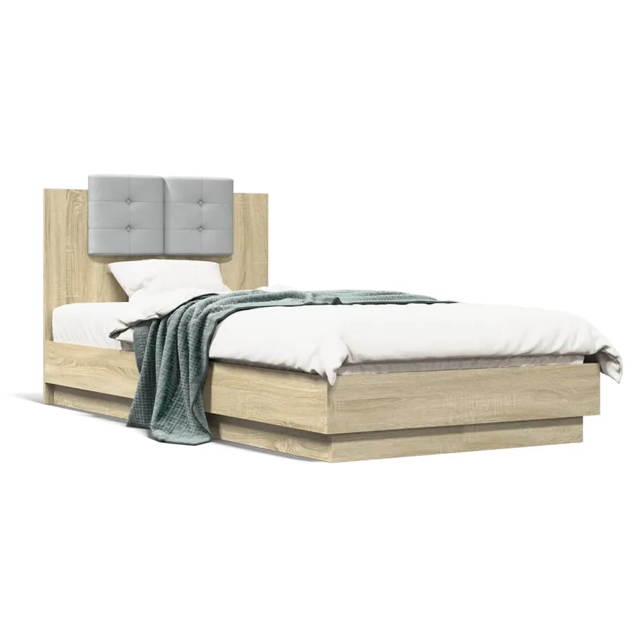 Cadre de lit sans matelas chêne sonoma 75x190 cm - 2