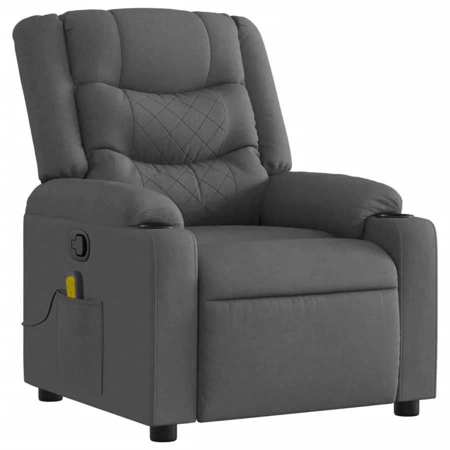 Fauteuil inclinable de massage gris foncé tissu - 3