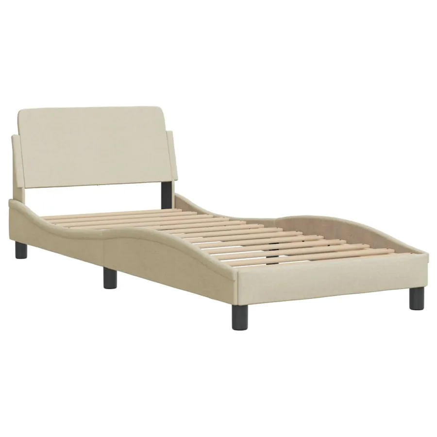 Lit avec matelas Hvar crème 90x190 cm tissu - 4