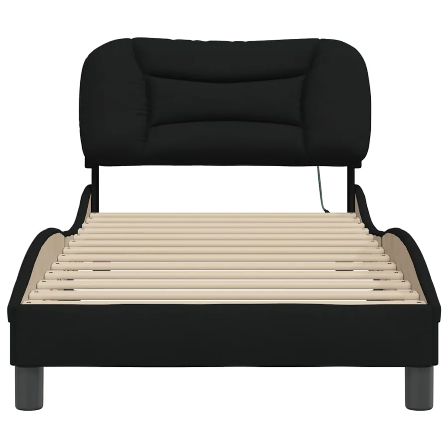 Cadre de lit avec LED sans matelas Hvar noir 90x190 cm tissu - 6