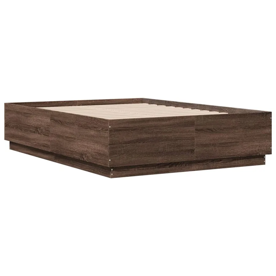 Cadre de lit avec LED sans matelas chêne marron 120x190 cm - 3