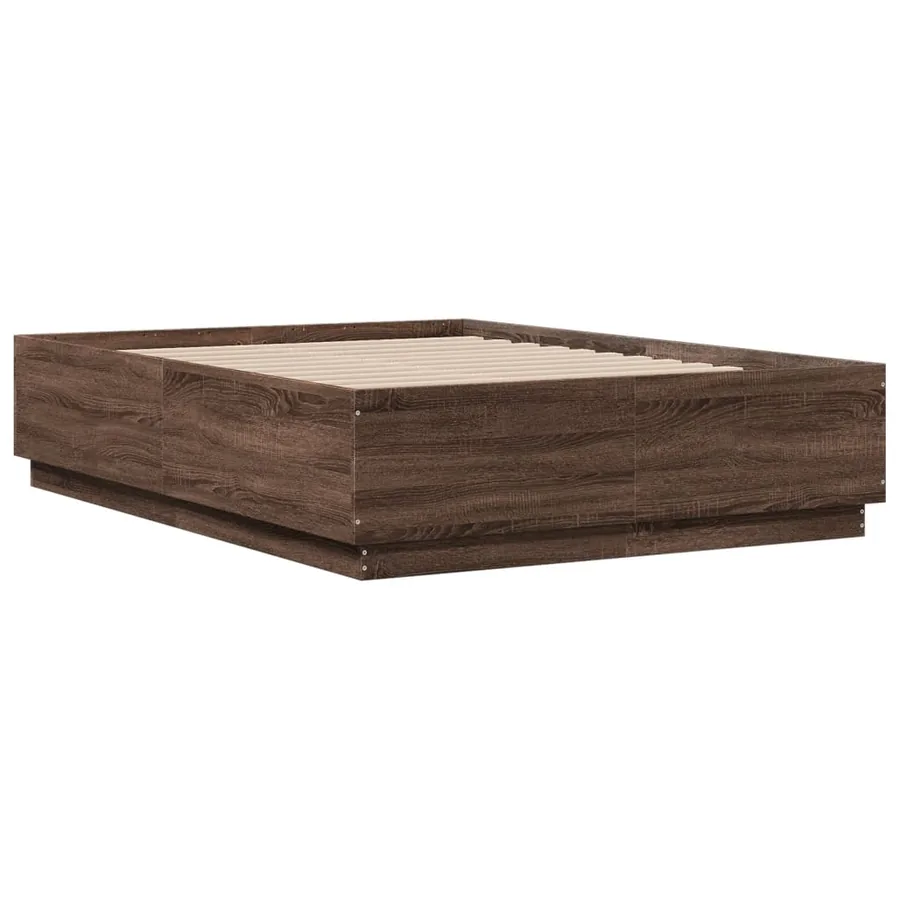 Cadre de lit avec LED sans matelas chêne marron 120x190 cm - 8