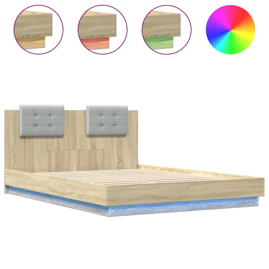 Cadre de lit avec LED sans matelas chêne sonoma 120x200 cm - 2