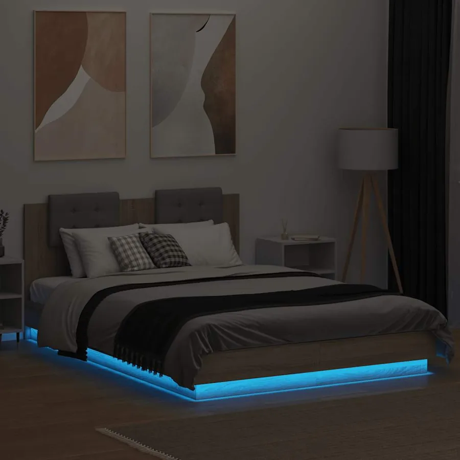 Cadre de lit avec LED sans matelas chêne sonoma 120x200 cm - 4