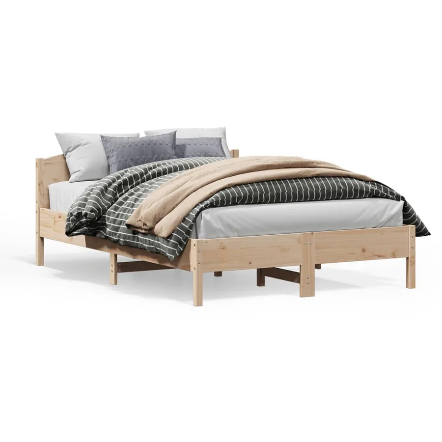 Cadre de lit sans matelas 150x200 cm bois de pin massif - 2